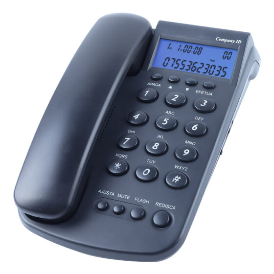 Caller ID Landline Telephone with LCD screen, model CT-305, for home and office use, featuring clear display and easy navigation.