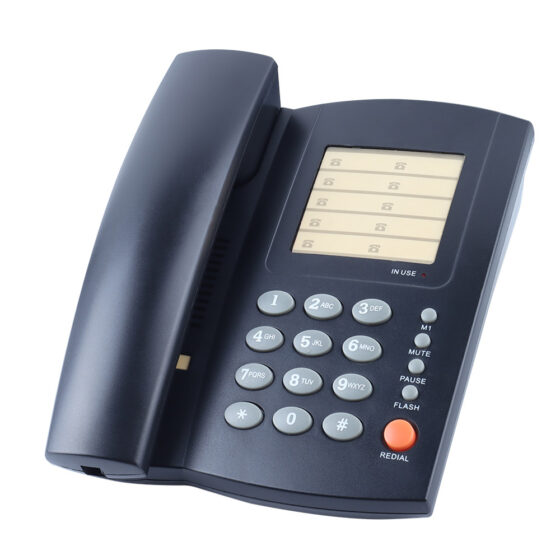 Close-up of Basic Office Telephone Noise-Free CT-209 keypad, featuring mute, redial, and speed dial buttons for noise-free office communication.