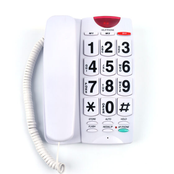 Emergency Big Button Telephone CT-257 with Speakerphone, featuring large keys and amplified sound for seniors and emergency use.
