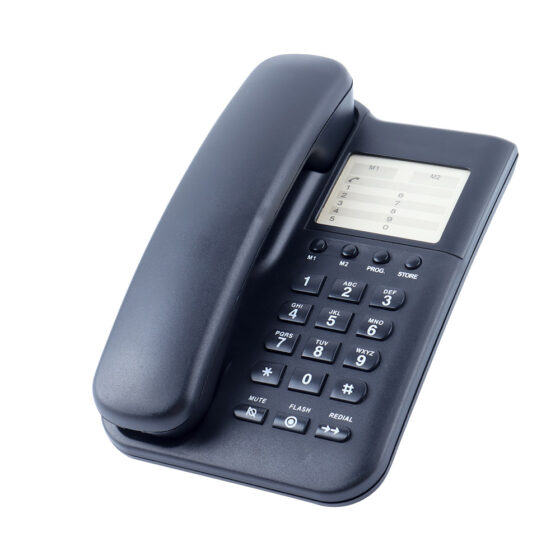 Tone Basic Telephone CT-233, dark blue corded home landline phone with numeric keypad and LCD screen