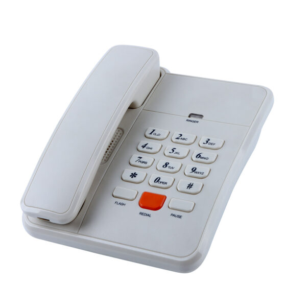 Pulse Basic Telephone CT-239, white landline phone with push-button dialing and redial function.
