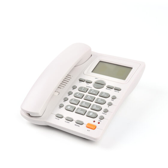 Corded Telephone for Household Communication CT-535, White Landline Phone with LCD Display and Speed Dial.