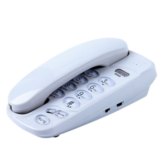 Wired Office Communication Telephone CT-128, white corded desk phone with speed dial buttons and ergonomic handset.