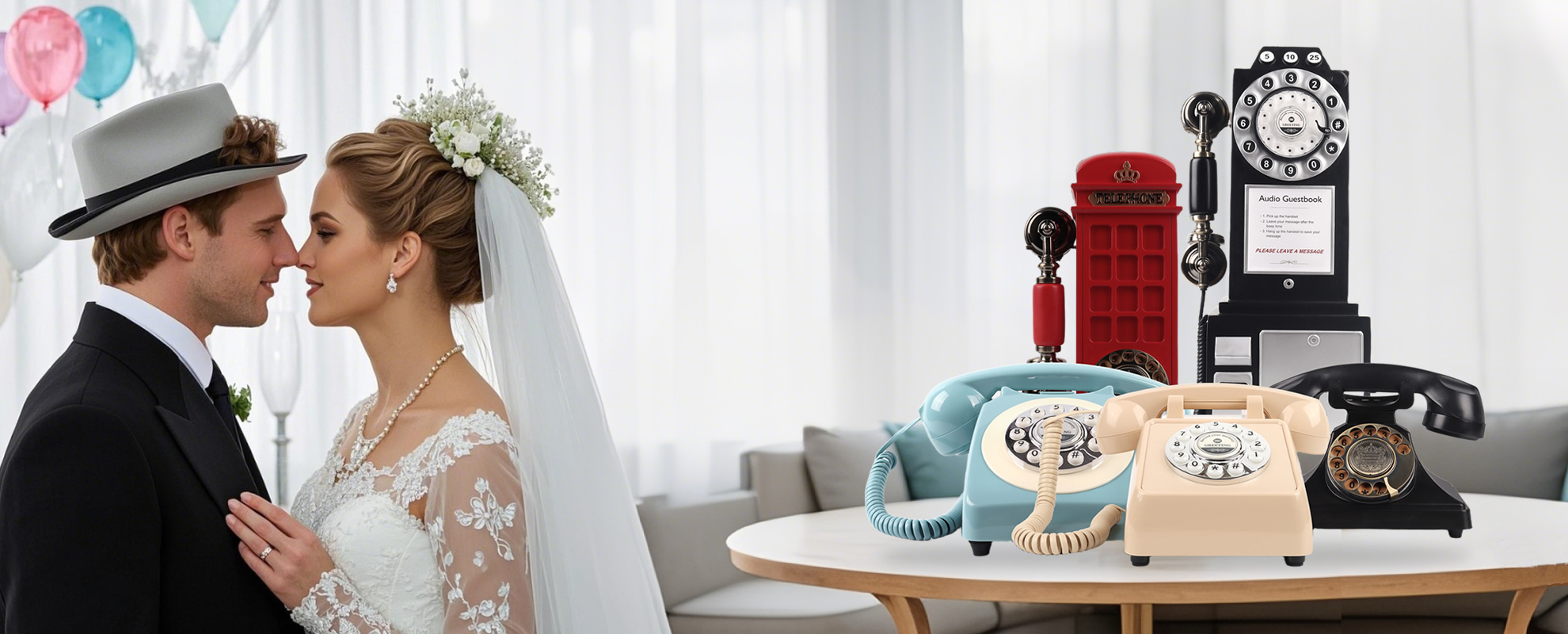 Vintage Audio Guestbook Telephones for Weddings and Events
