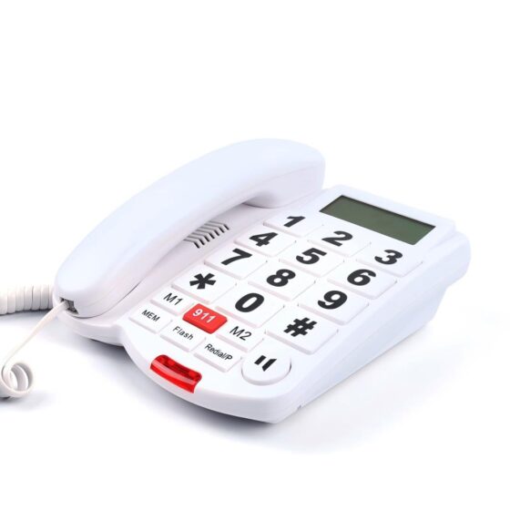White big button Telephone CT-265, LCD screen, large keys. White big button Telephone CT-265, LCD screen, large keys.