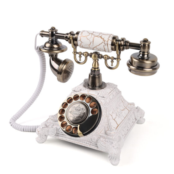 Handcrafted vintage telephone with rotary dial