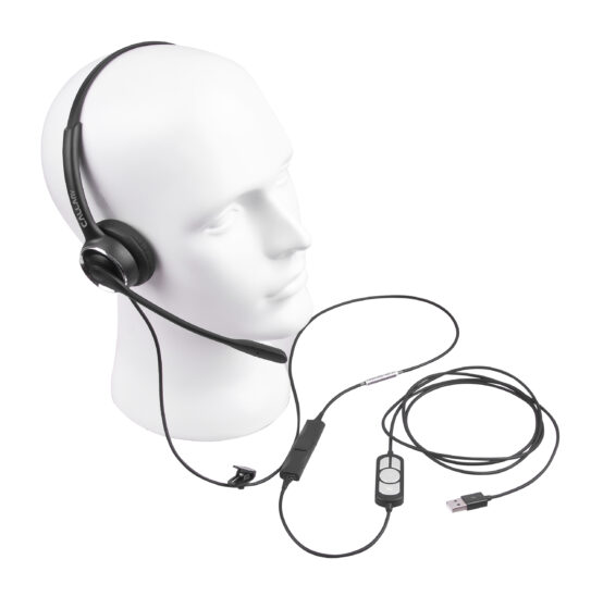 Inline control headphones VH561 with adjustable headband, ideal for office use and remote work. Features high-quality audio and ergonomic design.
