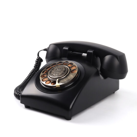 Metal Rotary Dial Audio Telephone CT-8019, vintage black landline with metal dial for home and office use.