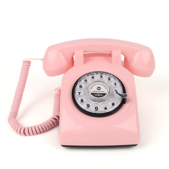 Vintage American Rotary Audio Telephone CT-8019, pink retro Telephone with a rotary dial and classic handset, ideal for home and office decor. Vintage American Rotary Audio Telephone CT-8019, pink retro Telephone with a rotary dial and classic handset, ideal for home and office decor.
