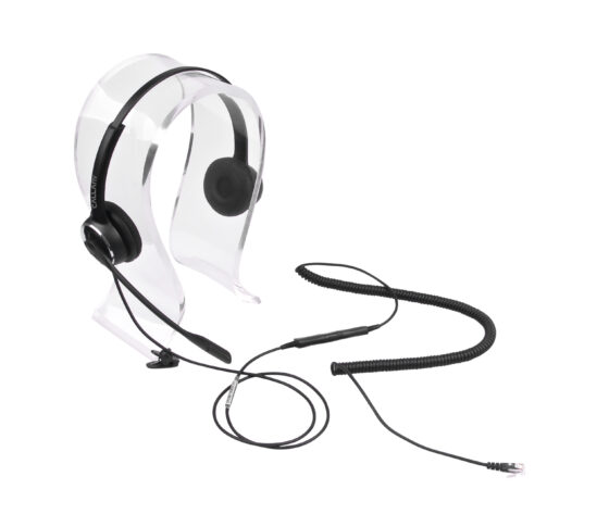 VH561D USB office headset, dual-ear design with adjustable boom microphone for professional communication.