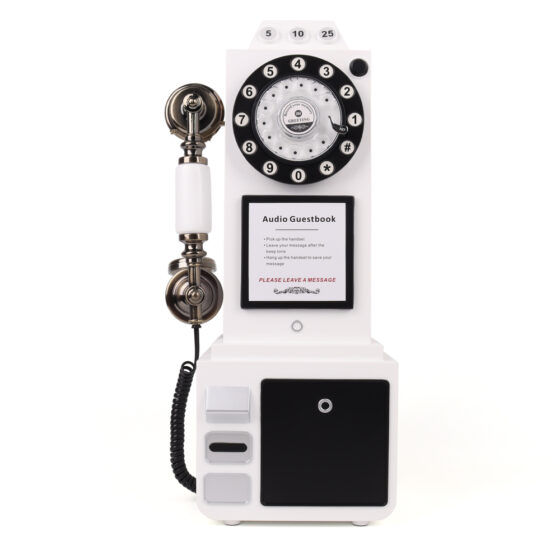 Payphone Audio Telephone CT-8908, vintage public-use telephone with rotary dial and audio recording, ideal for commercial spaces and public installations.