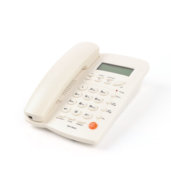 Business Caller ID Corded Telephone CT-606, White Office Phone with LCD Display and Speed Dial.