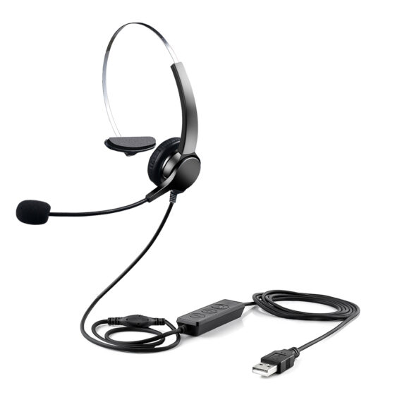 Call Center Headset with Crystal-Clear Audio and Comfort Fit Call Center Headset with noise-canceling microphone and lightweight design for all-day comfort