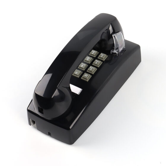 Telefon Trimline pentru baie impermeabil CT-176, black wall-mounted waterproof telephone with push-button keypad