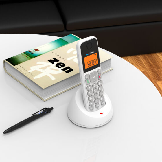 Terms of Use wireless Telephone with digital screen and charging base, ideal for modern office desks