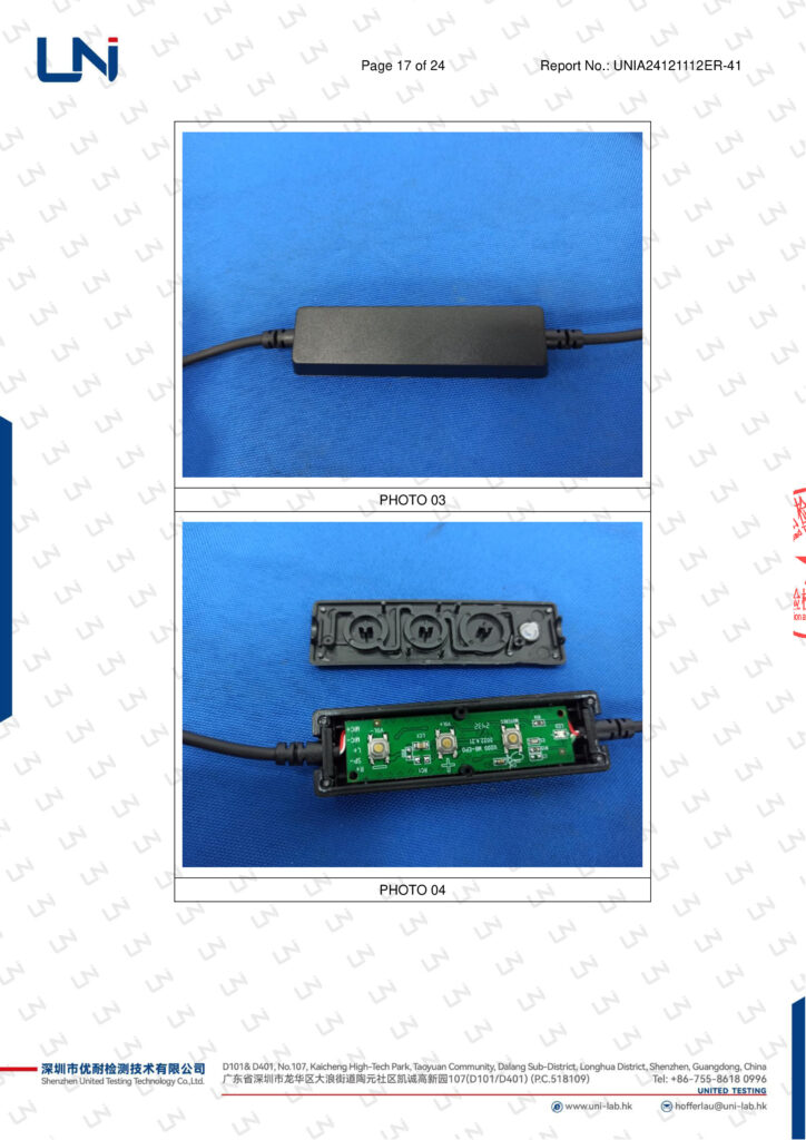 FCC certificate internal structure photo of USB controller for headset VH520 – UNIA24121112ER-41